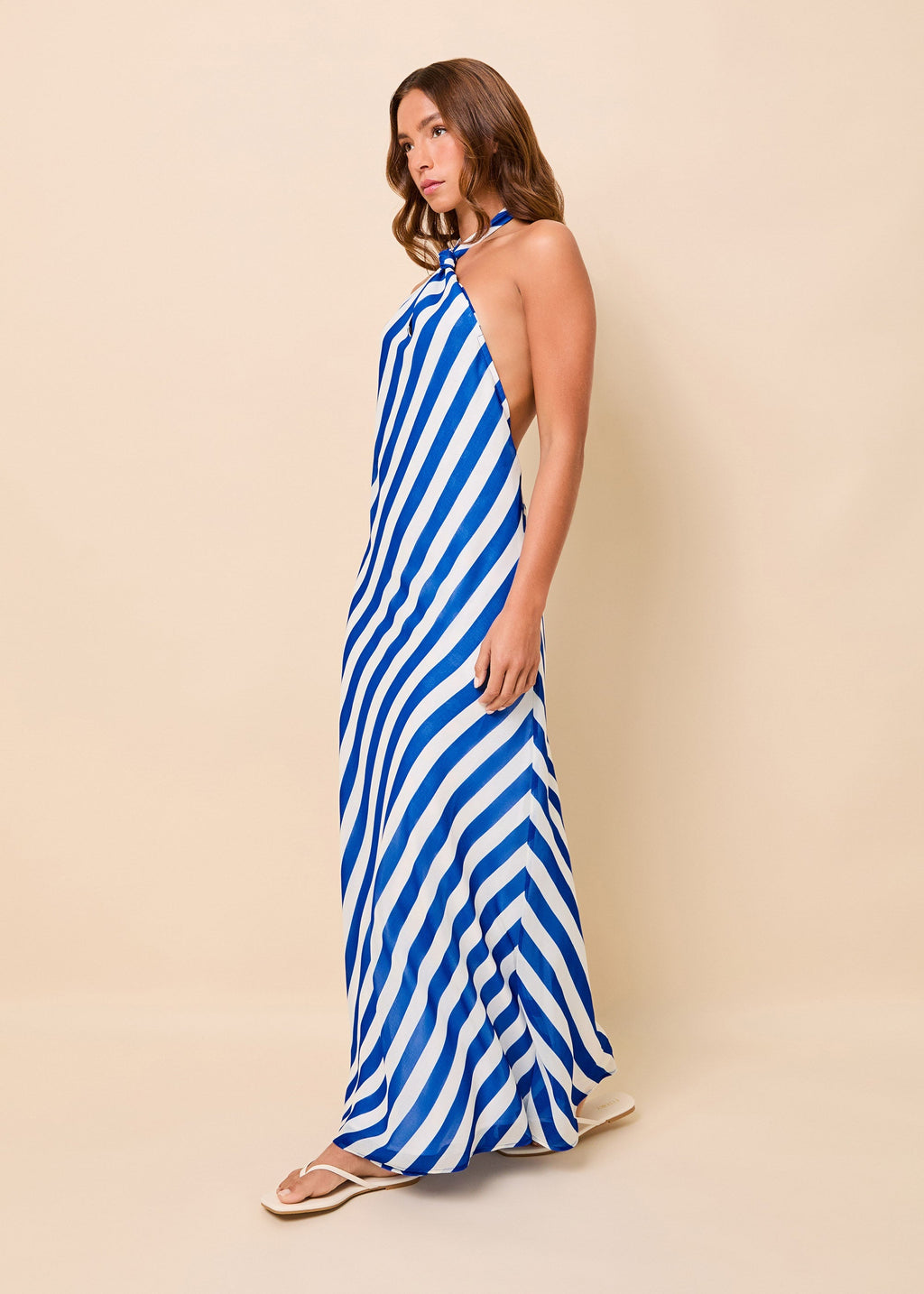 Brisa Reversible Dress Crinkle Sheer Olympian Blue Polka Dot / Stripe